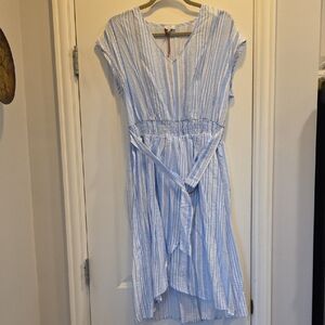 NWT Voy Large Blue Striped V-Neck Dress